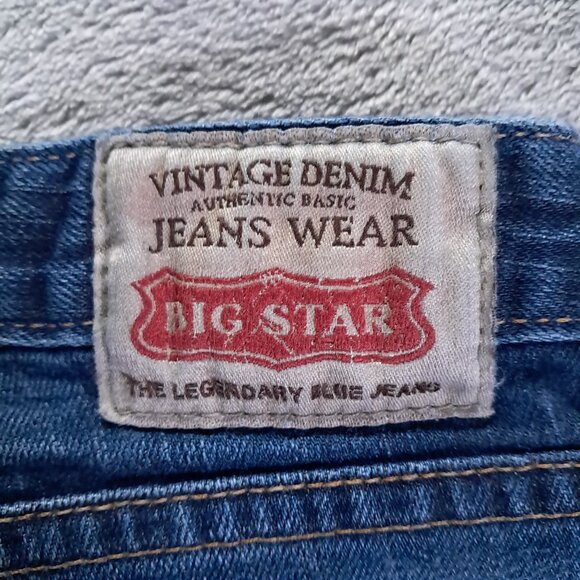 BIG STAR Sweet Low Boot Cut Jean Womens 32x33, Tag 29L Stretch Blue Distressed - Picture 7 of 15